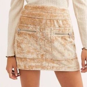 Free People Velvet Mini Skirt in cream size 4
